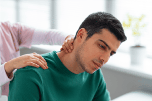 Deep tissue massage for shoulder and neck tension in Caledon